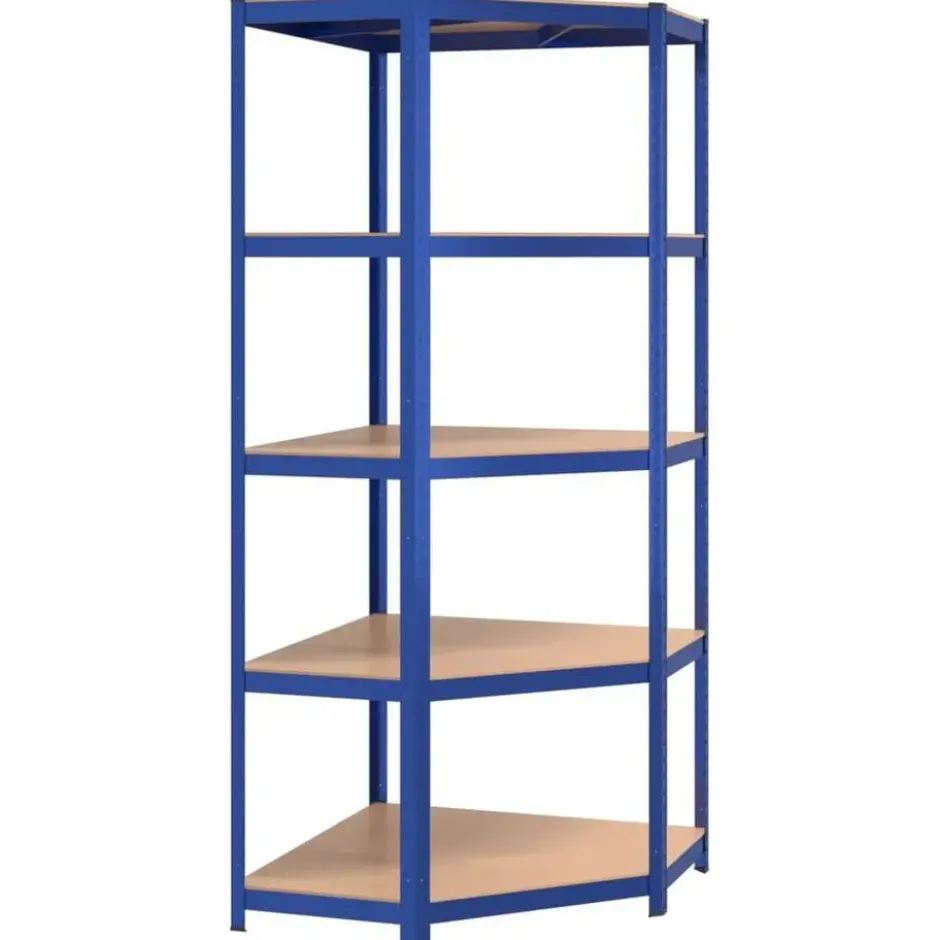 vidaXL - Hoekrek 5-laags - 75x75x180 cm - staal en bewerkt hout - blauw