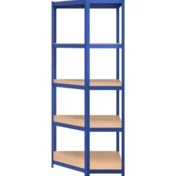 vidaXL - Hoekrek 5-laags - 75x75x180 cm - staal en bewerkt hout - blauw