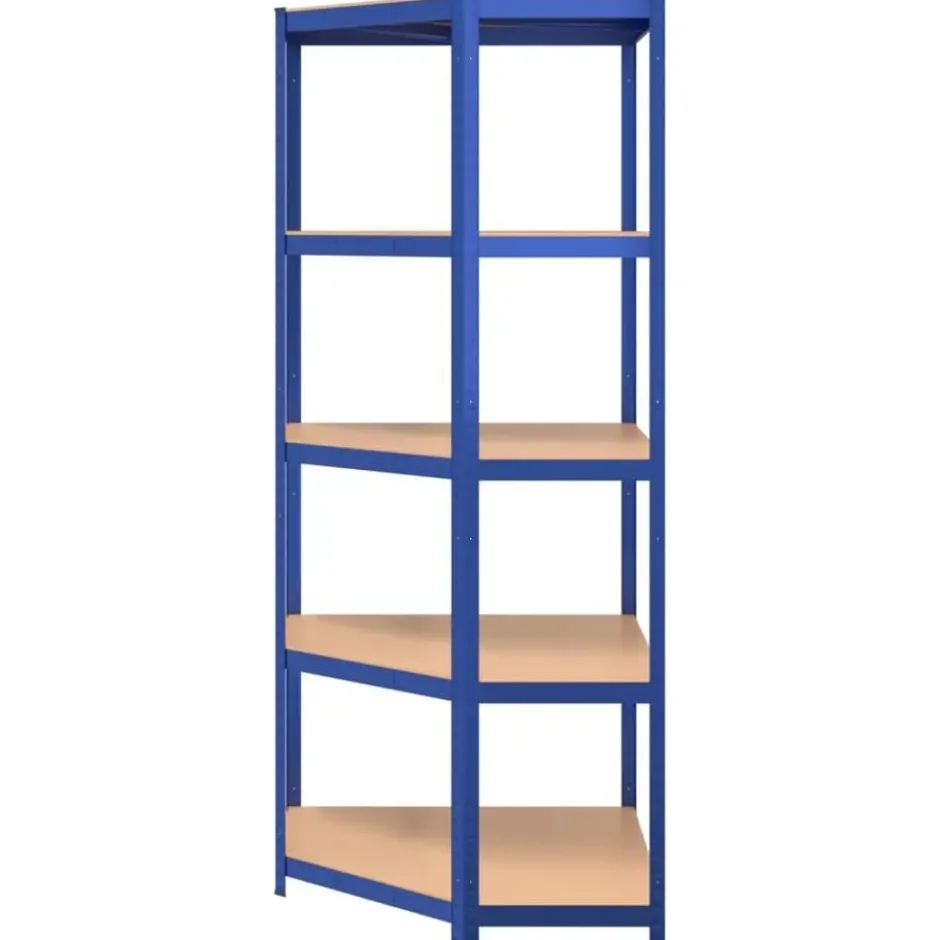vidaXL - Hoekrek 5-laags - 75x75x180 cm - staal en bewerkt hout - blauw