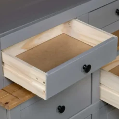 vidaXL - Hoge Kast - Grijs - Grenenhout