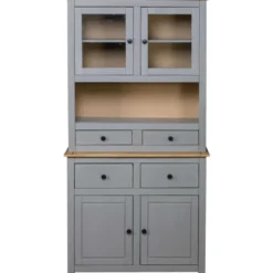 vidaXL - Hoge Kast - Grijs - Grenenhout