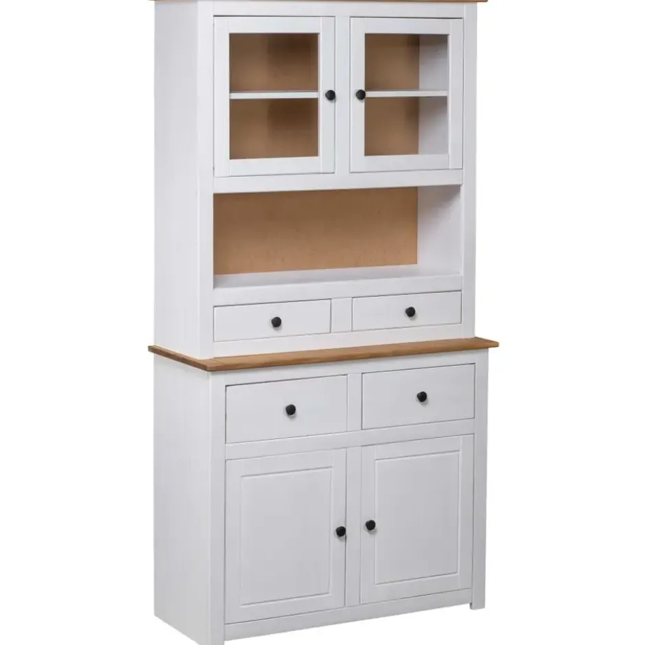 vidaXL - Hoge Kast - Wit - Grenenhout