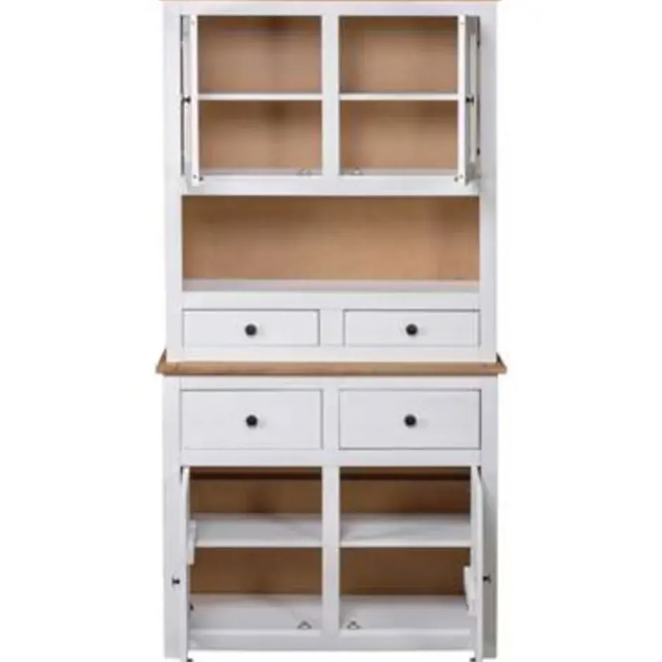 vidaXL - Hoge Kast - Wit - Grenenhout