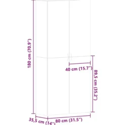 vidaXL - Hoge Schoenenkast met 6 planken 12 paar - Zwart - 80x35,5x180 cm