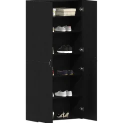 vidaXL - Hoge Schoenenkast met 6 planken 12 paar - Zwart - 80x35,5x180 cm