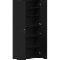 vidaXL - Hoge Schoenenkast met 6 planken 12 paar - Zwart - 80x35,5x180 cm