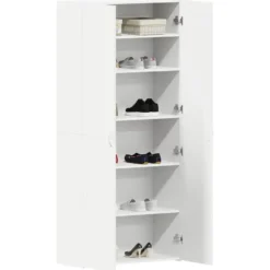 vidaXL - Hoge Schoenenkast met 6 planken 12 paar - Wit - 80x35,5x180 cm