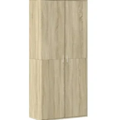 vidaXL - Hoge Schoenenkast met 7 lagen en 2 deuren - Sonoma eiken - 80x39x178 cm