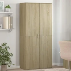 vidaXL - Hoge Schoenenkast met 7 lagen en 2 deuren - Sonoma eiken - 80x39x178 cm
