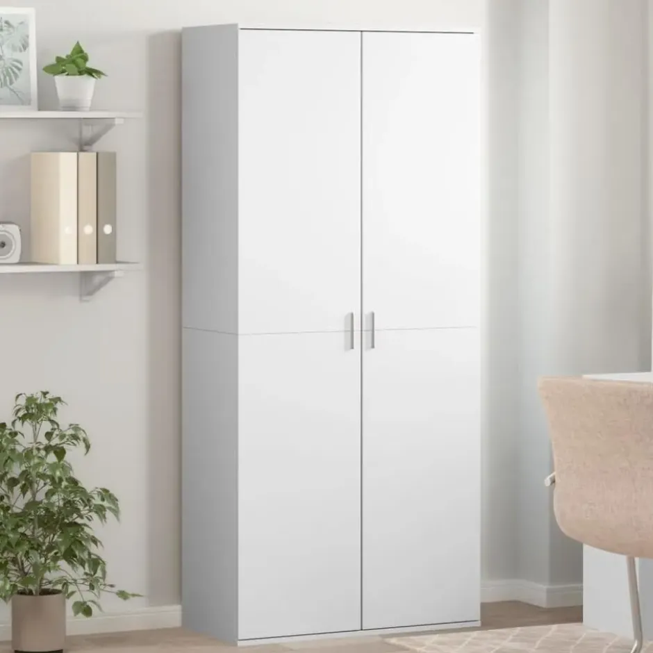 vidaXL - Hoge Schoenenkast met 7 planken en 2 deuren - Wit - 80x39x178 cm