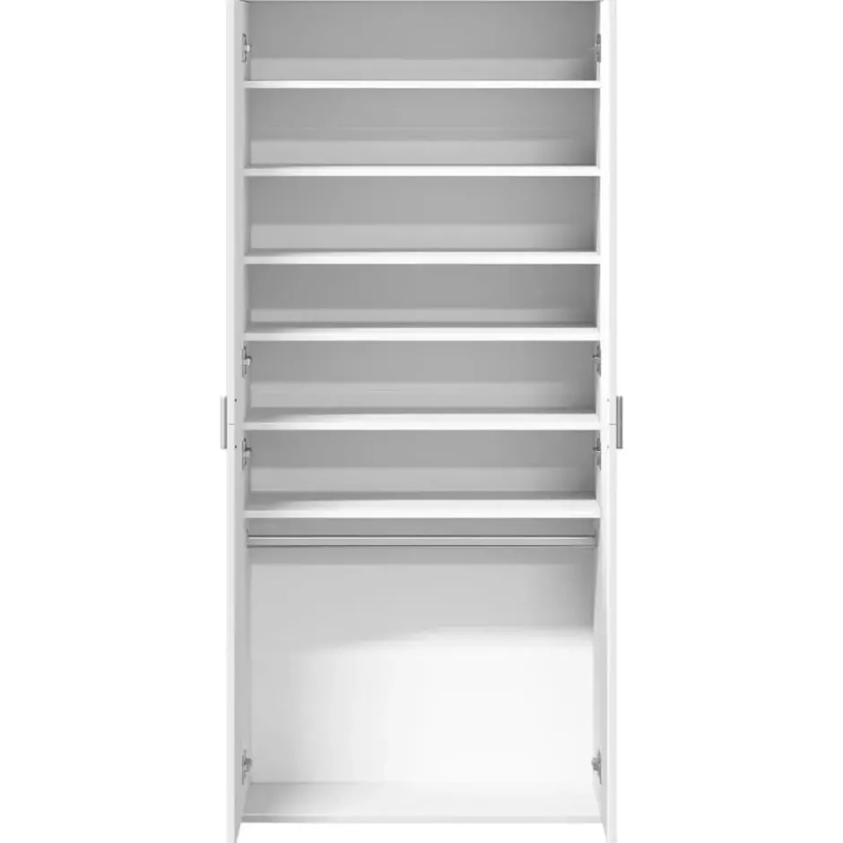 vidaXL - Hoge Schoenenkast met 7 planken en 2 deuren - Wit - 80x39x178 cm