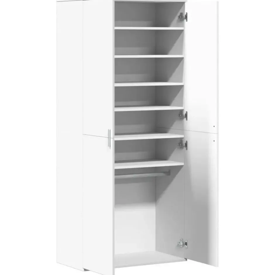 vidaXL - Hoge Schoenenkast met 7 planken en 2 deuren - Wit - 80x39x178 cm