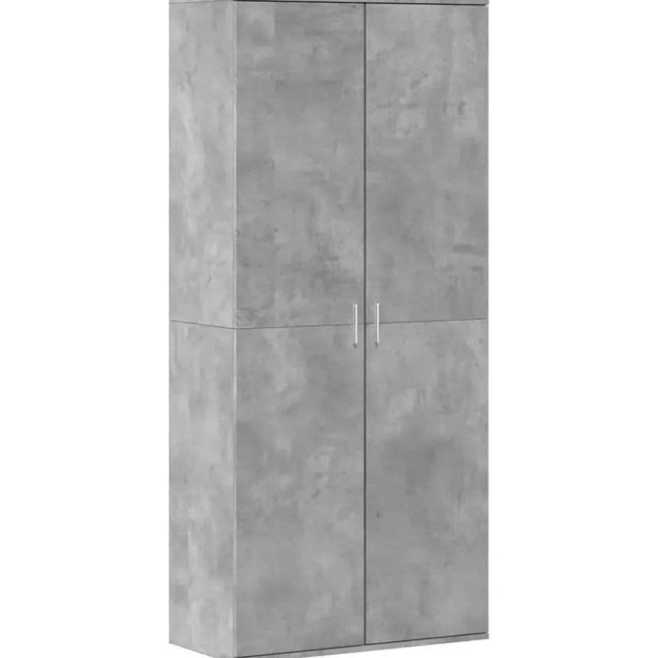 vidaXL - Hoge Schoenenkast met 7 lagen en 2 deuren - Betongrijs - 80x39x178 cm
