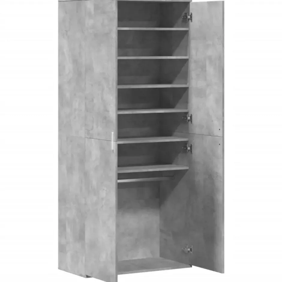 vidaXL - Hoge Schoenenkast met 7 lagen en 2 deuren - Betongrijs - 80x39x178 cm