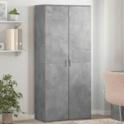vidaXL - Hoge Schoenenkast met 7 lagen en 2 deuren - Betongrijs - 80x39x178 cm