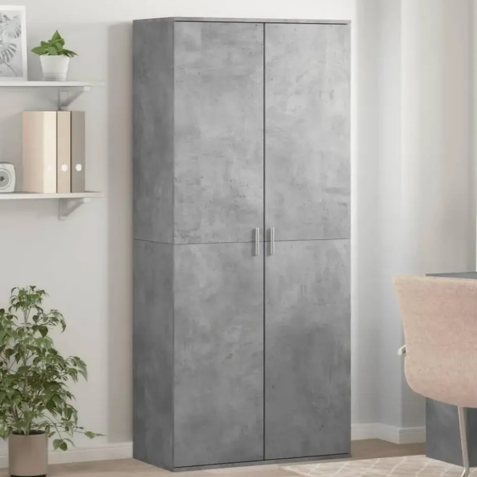 vidaXL - Hoge Schoenenkast met 7 lagen en 2 deuren - Betongrijs - 80x39x178 cm