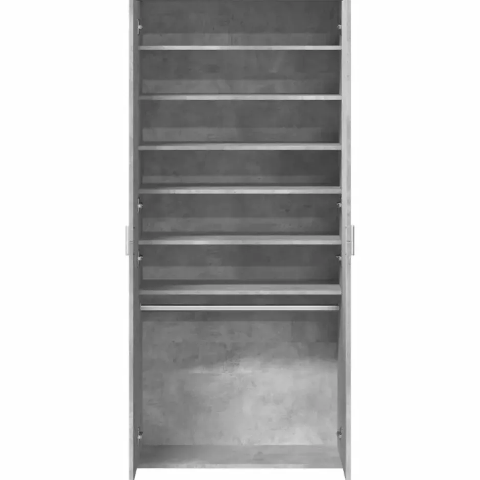 vidaXL - Hoge Schoenenkast met 7 lagen en 2 deuren - Betongrijs - 80x39x178 cm