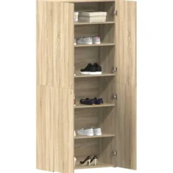 vidaXL - Hoge Schoenenkast met 6 planken 12 paar - Sonoma eiken - 80x35,5x180 cm