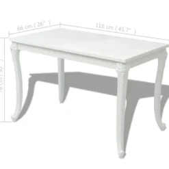 vidaXL - Hoogglans Eetkamertafel - Wit - MDF - 116 x 66 x 76 cm