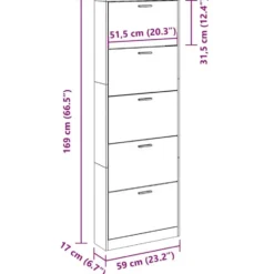 vidaXL - Houten Schoenenkast - Wit - Hout