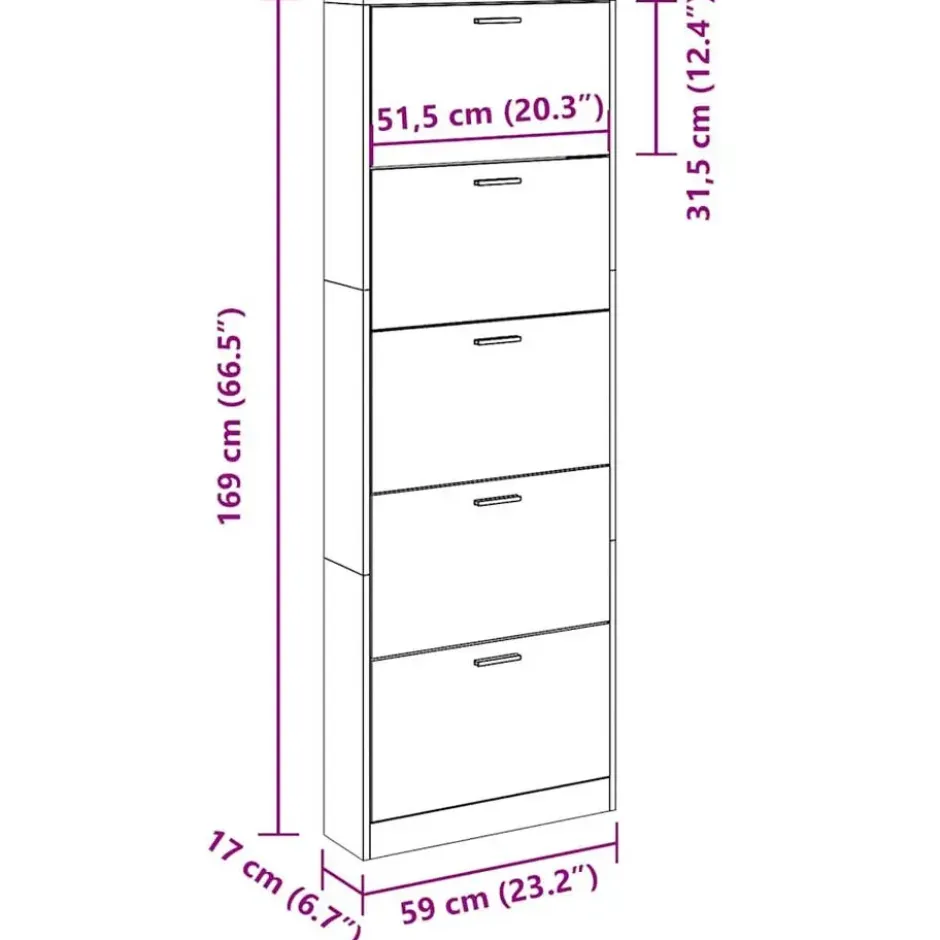 vidaXL - Houten Schoenenkast - Wit - Hout
