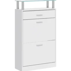vidaXL - Houten Schoenenkast - Wit - Hout