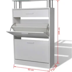 vidaXL - Houten Schoenenkast - Wit - Hout