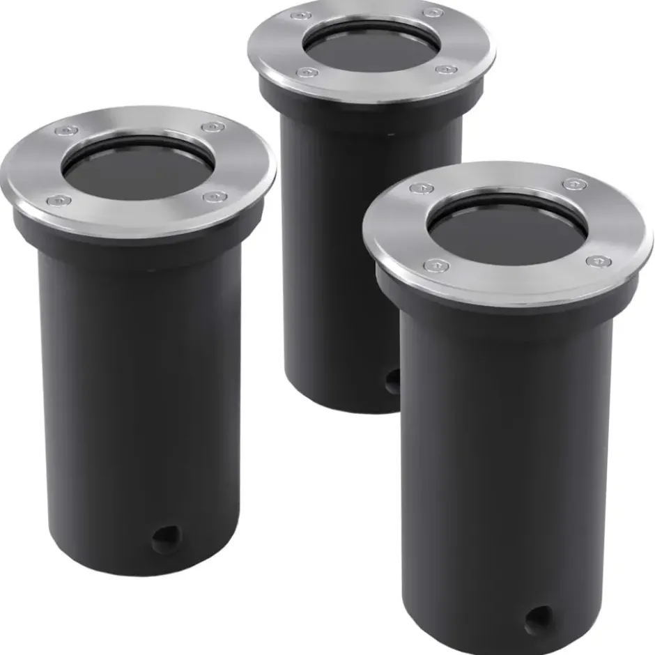 vidaXL - Inbouw Tuinlamp - Zilver - Aluminium - 3 stuks