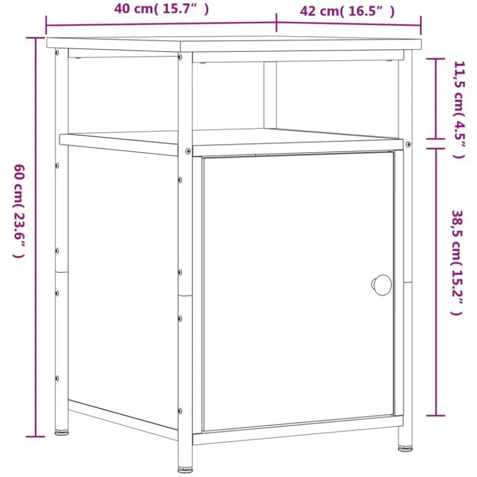 vidaXL - Industrieel Nachtkastjes met deur - Zwart - 40x42x60 cm - Set van 2