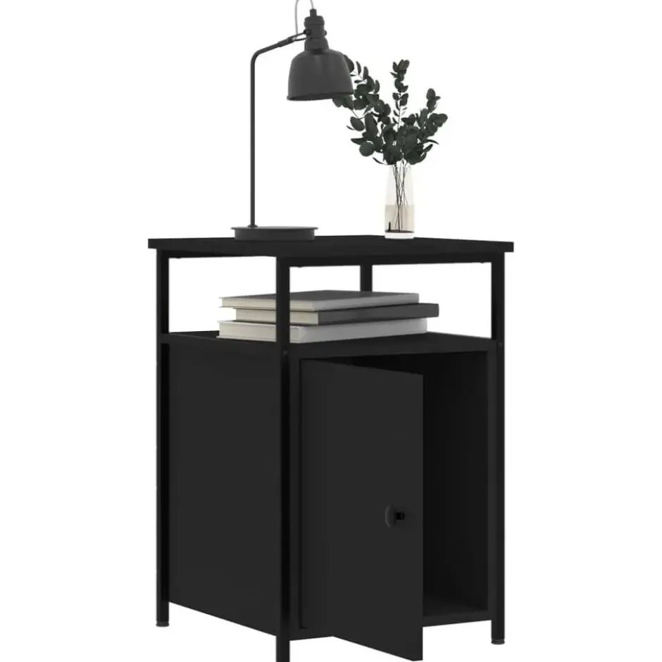 vidaXL - Industrieel Nachtkastjes met deur - Zwart - 40x42x60 cm - Set van 2