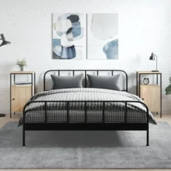 vidaXL - Industrieel Nachtkastjes met deur - Sonoma eiken - 41x31x80 cm - 2 st