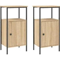 vidaXL - Industrieel Nachtkastjes met deur - Sonoma eiken - 41x31x80 cm - 2 st