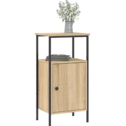 vidaXL - Industrieel Nachtkastjes met deur - Sonoma eiken - 41x31x80 cm - 2 st