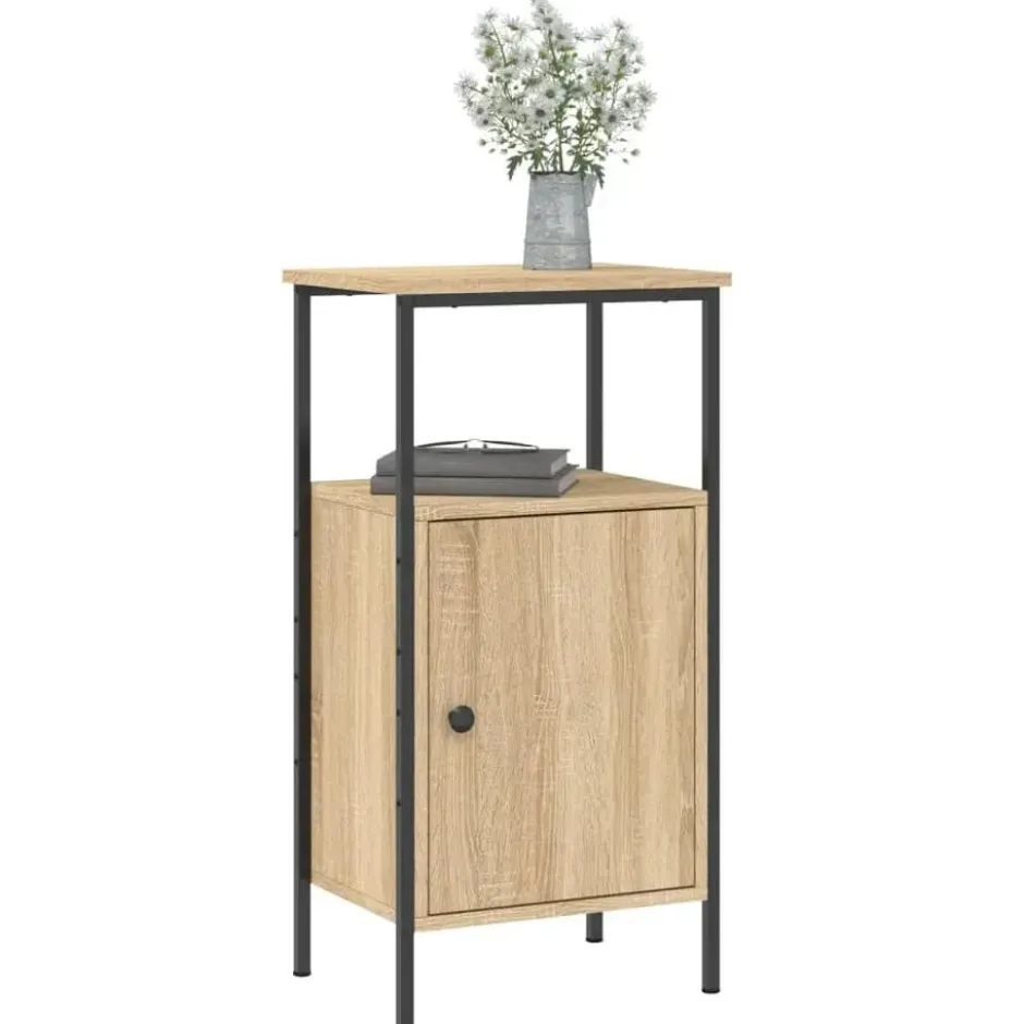 vidaXL - Industrieel Nachtkastjes met deur - Sonoma eiken - 41x31x80 cm - 2 st