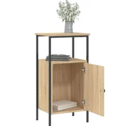 vidaXL - Industrieel Nachtkastjes met deur - Sonoma eiken - 41x31x80 cm - 2 st