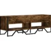 vidaXL - Industrieel TV-meubel met 4 vakken - Gerookt eiken - 122x34x41 cm