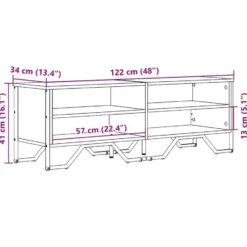 vidaXL - Industrieel TV-meubel met 4 vakken - Gerookt eiken - 122x34x41 cm