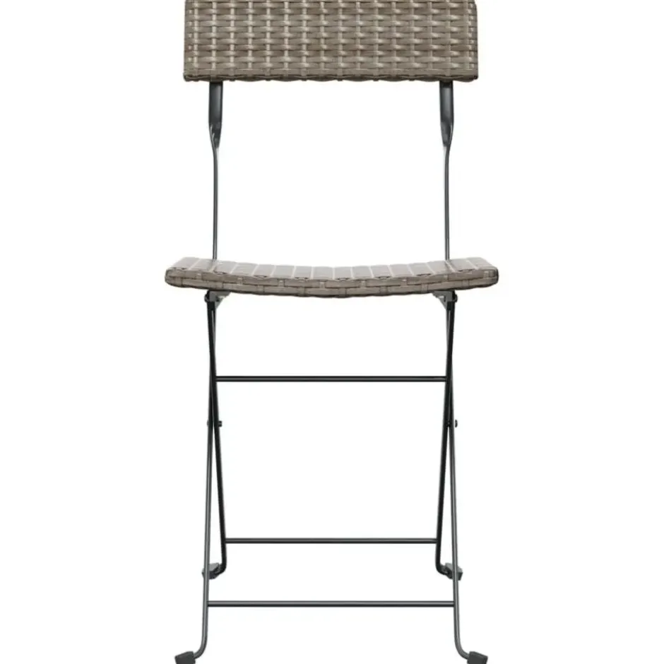 vidaXL - Inklapbare Bistrostoel - Grijs - Poly rattan en staal - 2 stuks