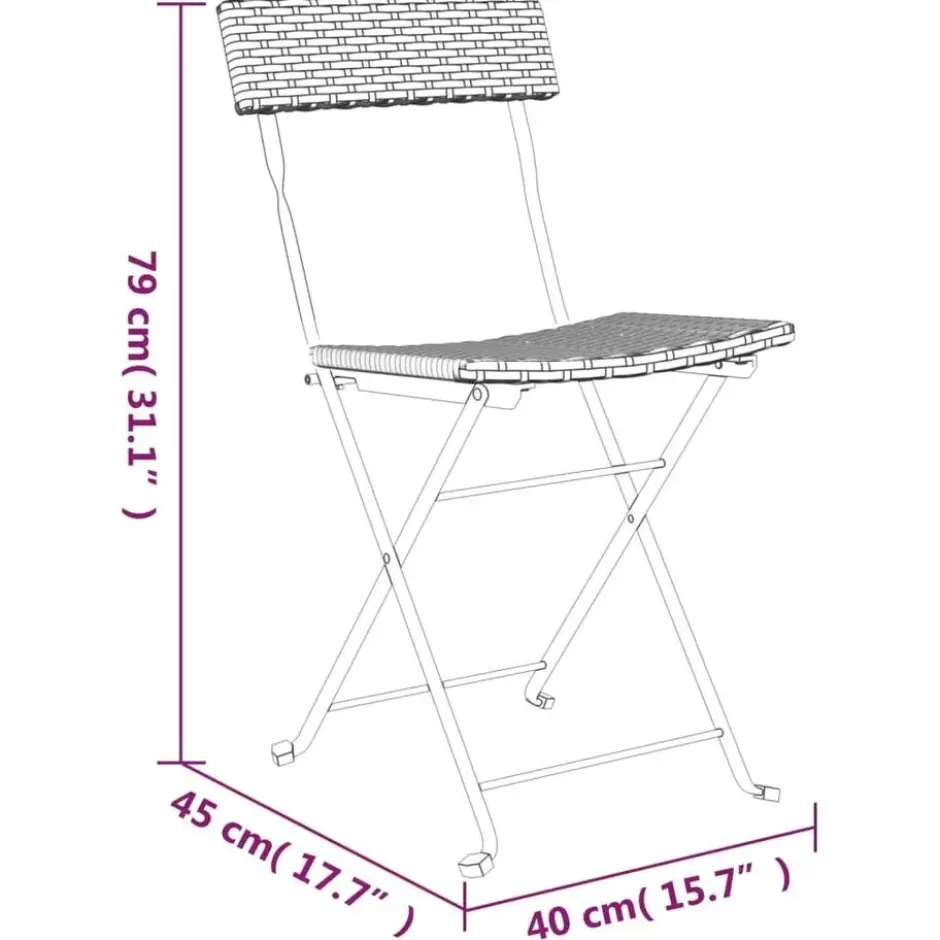 vidaXL - Inklapbare Bistrostoel - Grijs - Poly rattan en staal - 2 stuks