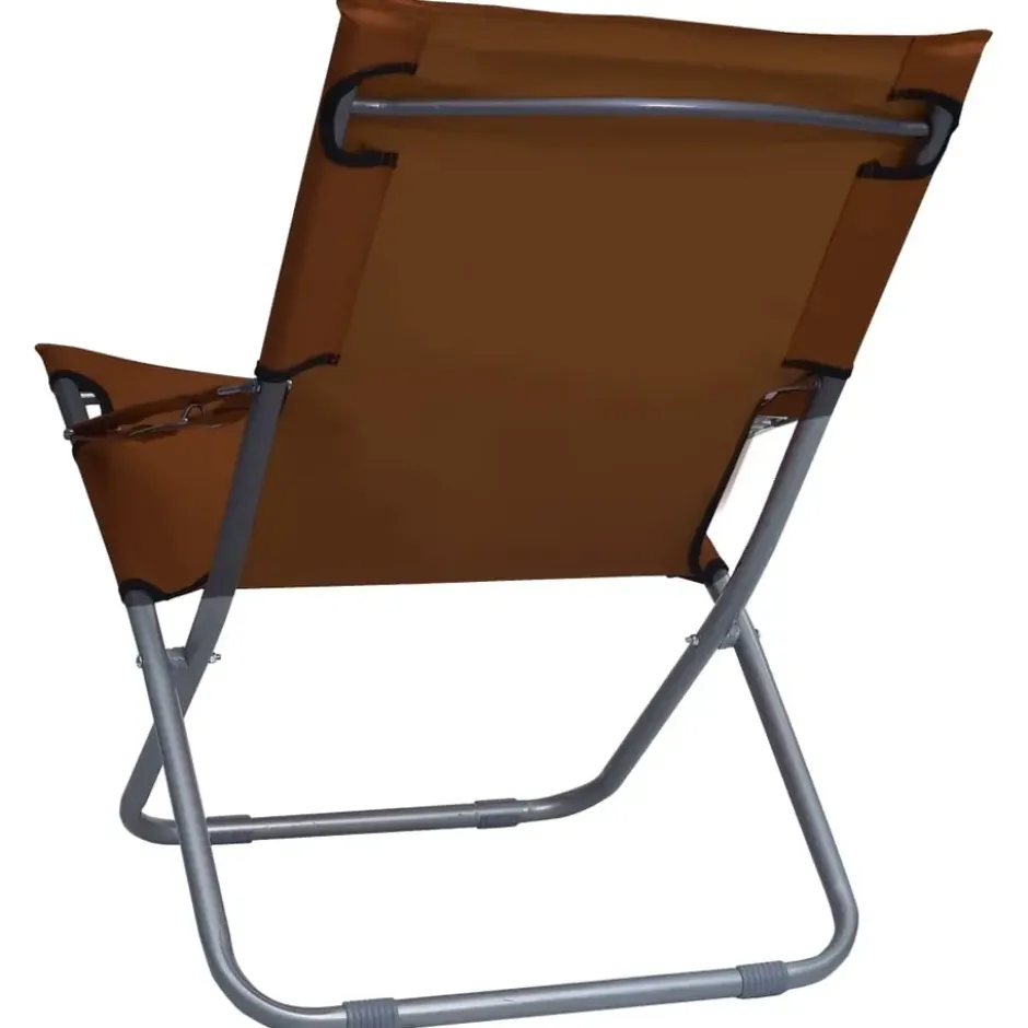 vidaXL - Inklapbare Strandstoel - Bruin - Stof - 2 stuks