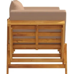vidaXL - 2-in-1 Loungebank met taupe kussens - Massief acaciahout - 205x74x66 cm