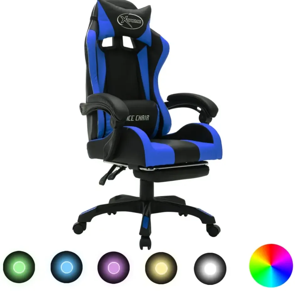 vidaXL - Kantoorstoel - Blauw - Kunstleer