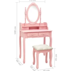 vidaXL - Kaptafel - Roze - Hout