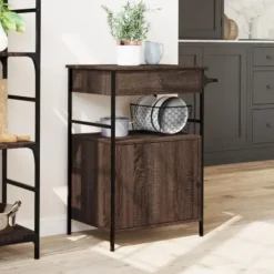 vidaXL - Keukentrolley - Bruin - Bewerkt hout