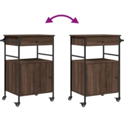 vidaXL - Keukentrolley - Bruin - Bewerkt hout
