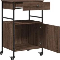 vidaXL - Keukentrolley - Bruin - Bewerkt hout