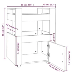 vidaXL - Keukentrolley - Zwart - Bewerkt hout