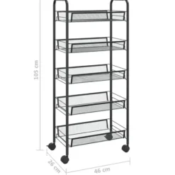 vidaXL - Keukentrolley - Zwart - IJzer - 46 x 26 x 105 cm