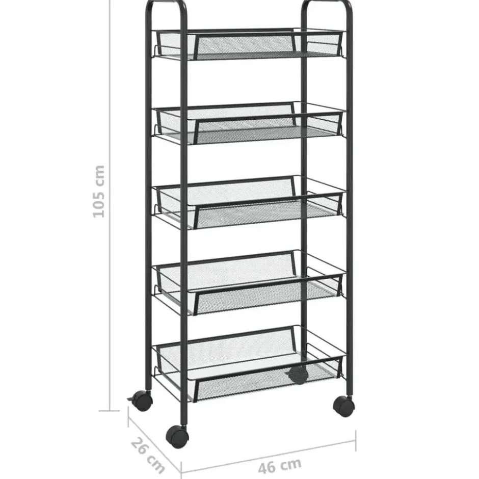 vidaXL - Keukentrolley - Zwart - IJzer - 46 x 26 x 105 cm