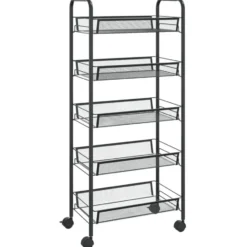 vidaXL - Keukentrolley - Zwart - IJzer - 46 x 26 x 105 cm